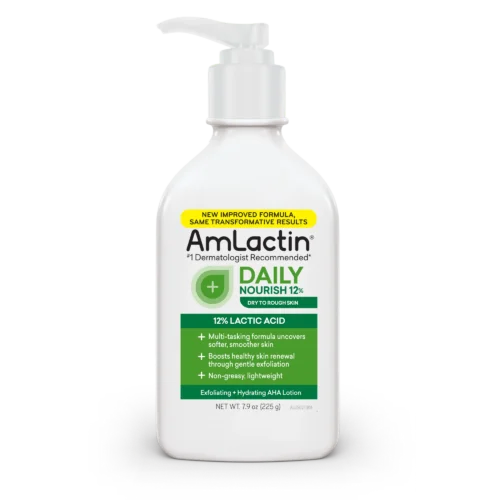 AmLactin Daily Nourish Body Lotion, 12% Lactic Acid for Dry Skin, Exfoliating, 225g